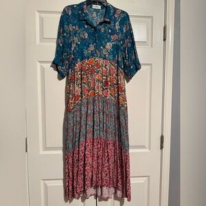 NATURAL LIFE Colorful Floral Midi Dress